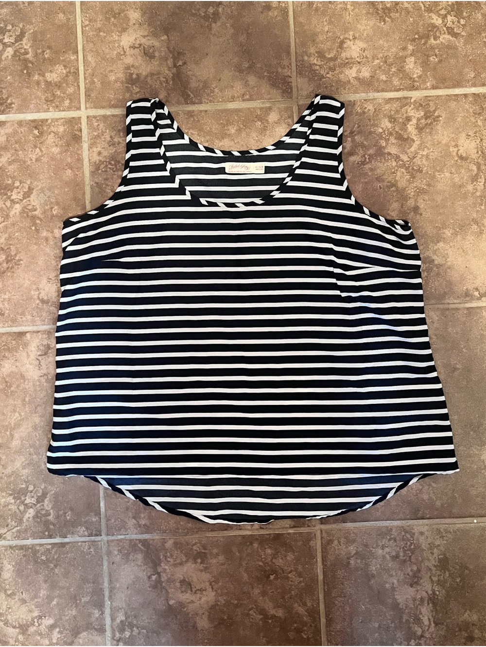 Faded Glory Black and White Striped Tank